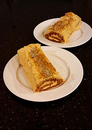 A picture of Gingerbread Cake Roll with Pumpkin Spice Cream.