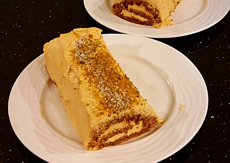 Easy Gingerbread Cake Roll with Pumpkin Spice Cream