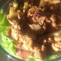 A picture of Grilled Eggplant x tuna.