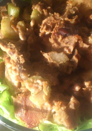 A picture of Grilled Eggplant x tuna.