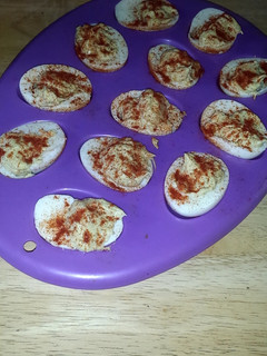 A picture of Creamy deviled eggs.