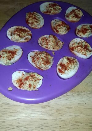 A picture of Creamy deviled eggs.