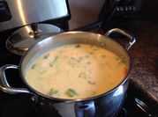 A picture of broccoli cheese soup