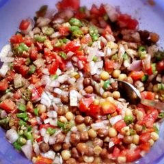 A picture of Chick pea & yellow pea chaat (Indian style).