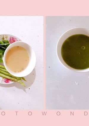 Hình của món Ăn dặm bé 6 tháng: cháo rau ngót, đậu cove nước ninh xương.