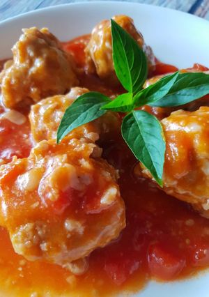 Hình của món Xíu mại sốt cà chua cho bé.