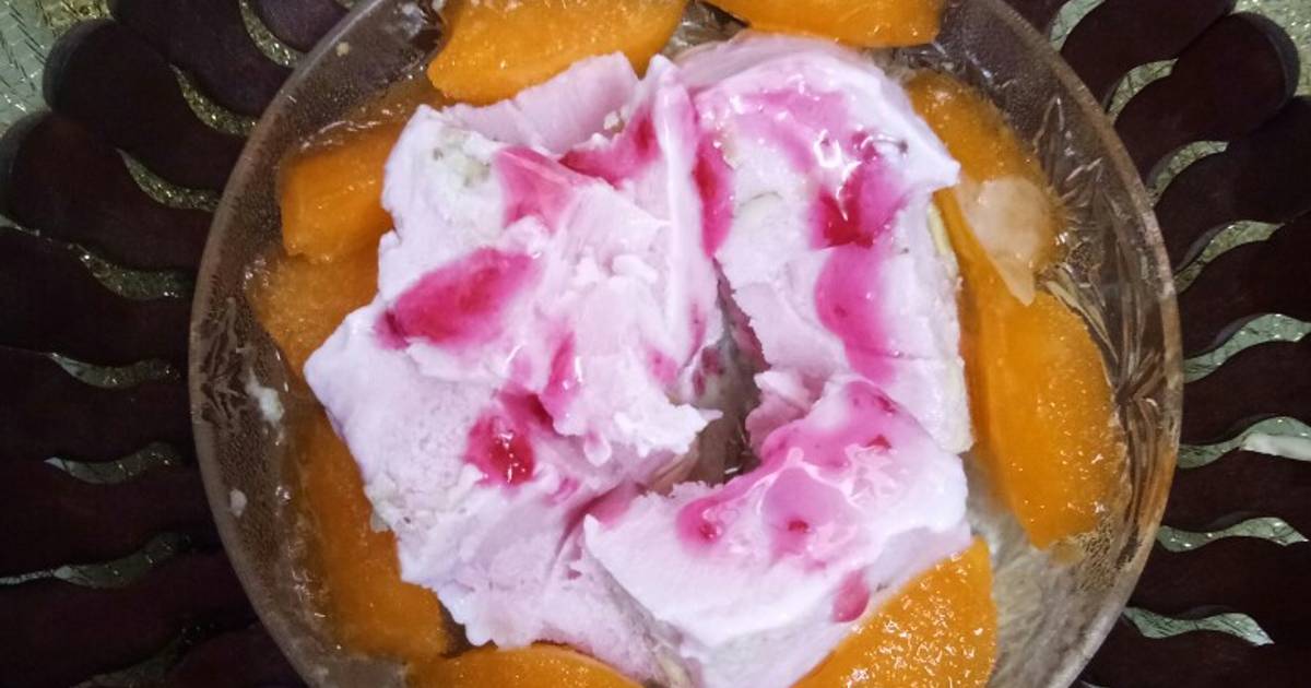 Custard orange jelly ice cream Recipe by Mridula Bansal Cookpad