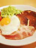 Bacon, Eggs and Amazake Pancakes