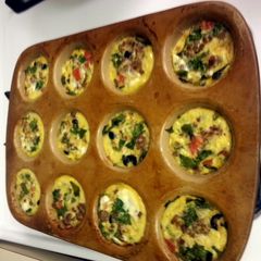 A picture of Sausage and Spinach Cupcake Quiches.
