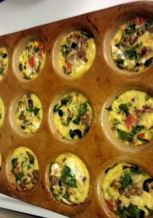 A picture of Sausage and Spinach Cupcake Quiches.
