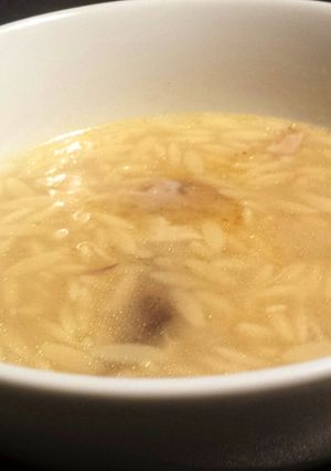 A picture of Pigeon and Pasta Soup.