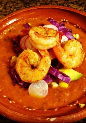 A picture of Spicy salsa soup.