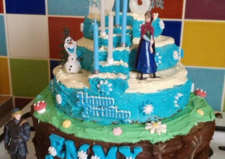 Step-by-Step Guide to Make Super Quick Homemade Vickys &#39;FROZEN&#39; Cake - Decoration Idea