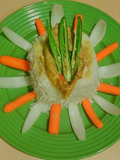 A picture of Bhapa Ilish or Steamed Hilsa in microwave.