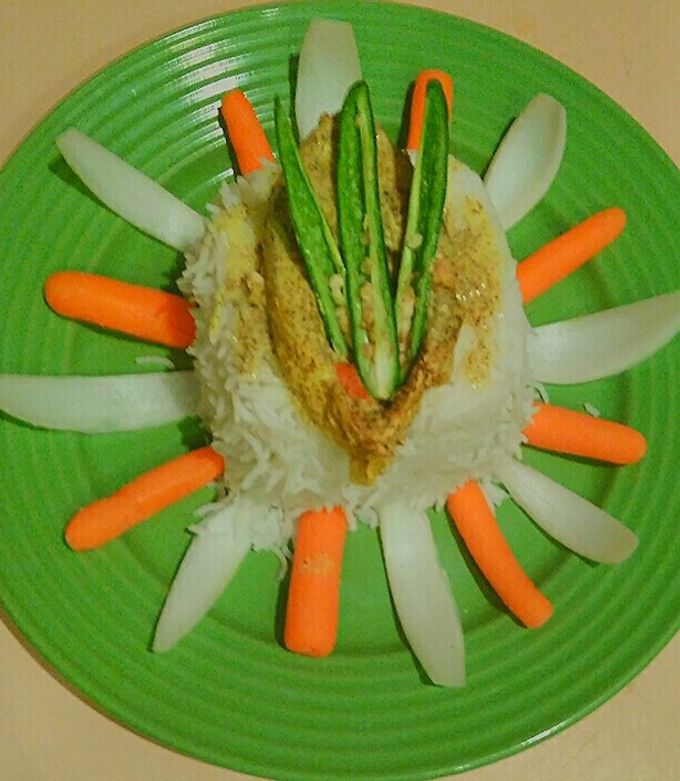 A picture of Bhapa Ilish or Steamed Hilsa in microwave.