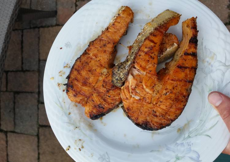 Easiest Way to Prepare Super Quick Homemade Grilled Maple Salmon Steaks