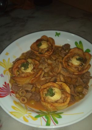 صورة لوصفة طاجين زيتون بلسان بقري