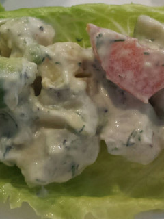 A picture of Turkey avocado salad lettuce cups.