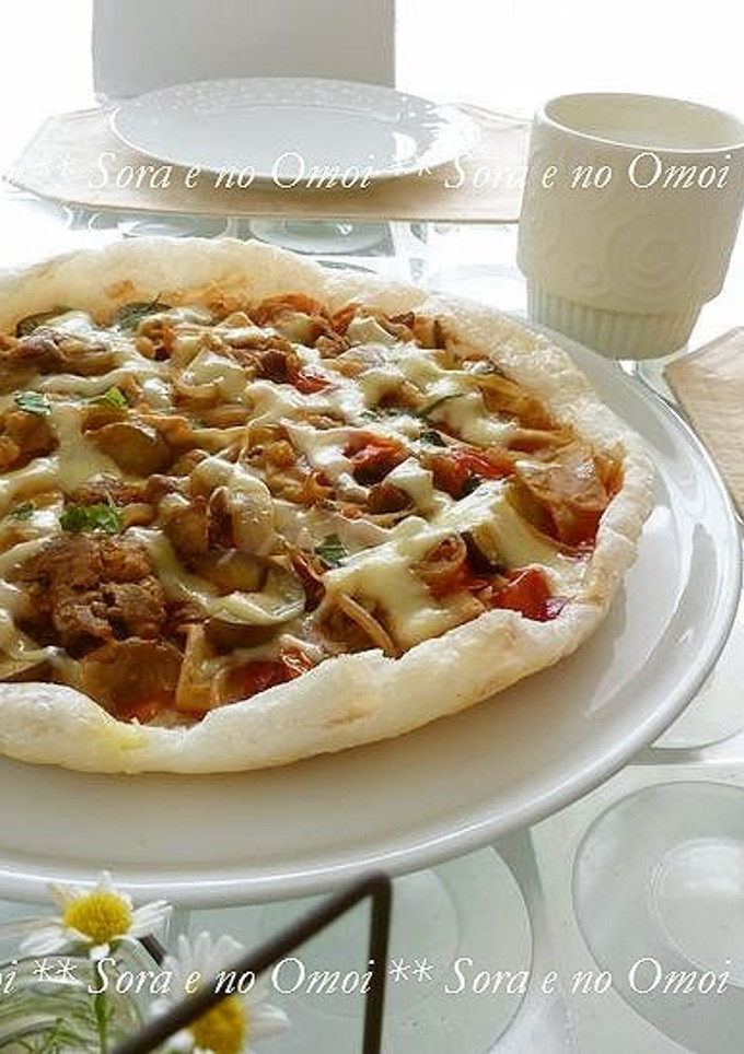 A picture of Mochi Pizza Made in a Frying Pan.