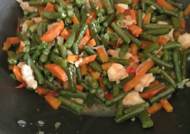 Resep Oseng kacang panjang wortel udang cincang yang Lezat Sekali