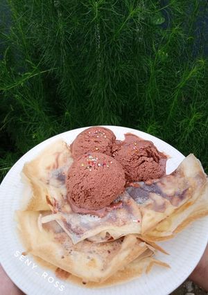 Foto resep Crepes with ice cream homemade