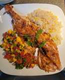 Pescado Zarandeado con Arroz Blanco y Ensalada de Mango