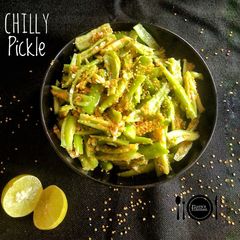 A picture of Green chilli pickles.