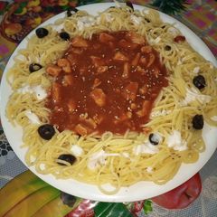 A picture of Italian Chicken Spaghetti.