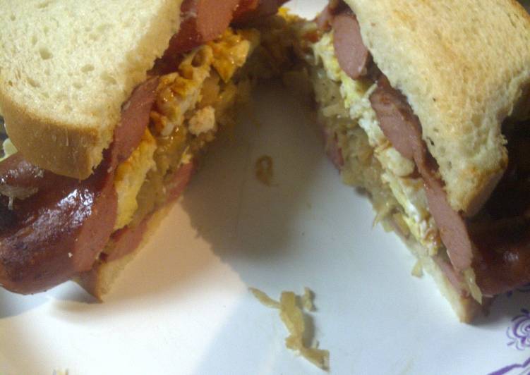 Simple Way to Prepare Super Quick Homemade Sauerkraut, hotdog, egg sandwich