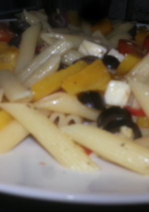 A picture of Mediterranean pasta.