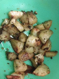 A picture of Mandee's version of McCormick© Roasted garlic & onion potatoes..