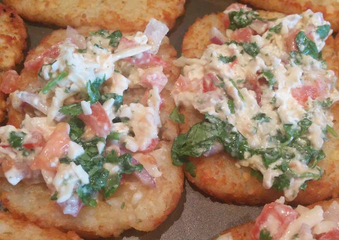 Morning hash with chip dip topping