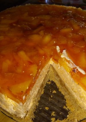 Una foto de Cheesecake de durazno
