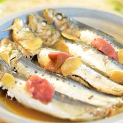A picture of Tender Sardines Simmered in a Pressure Cooker with Pickled Ume and Vinegar.