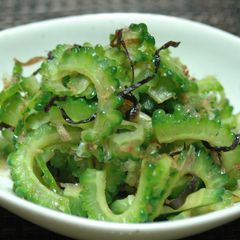 A picture of Bitter Melon with Bonito Flakes and Shio-Kombu.