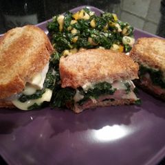 A picture of Healthy Grilled Brie Spinach Prosciutto Sandwich.