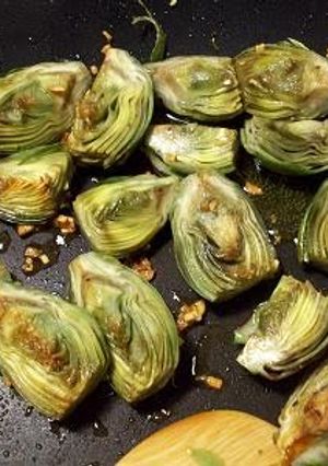 A picture of Garlic Sautéed Baby Artichokes.