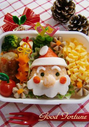A picture of Santa Claus Bento for Christmas.