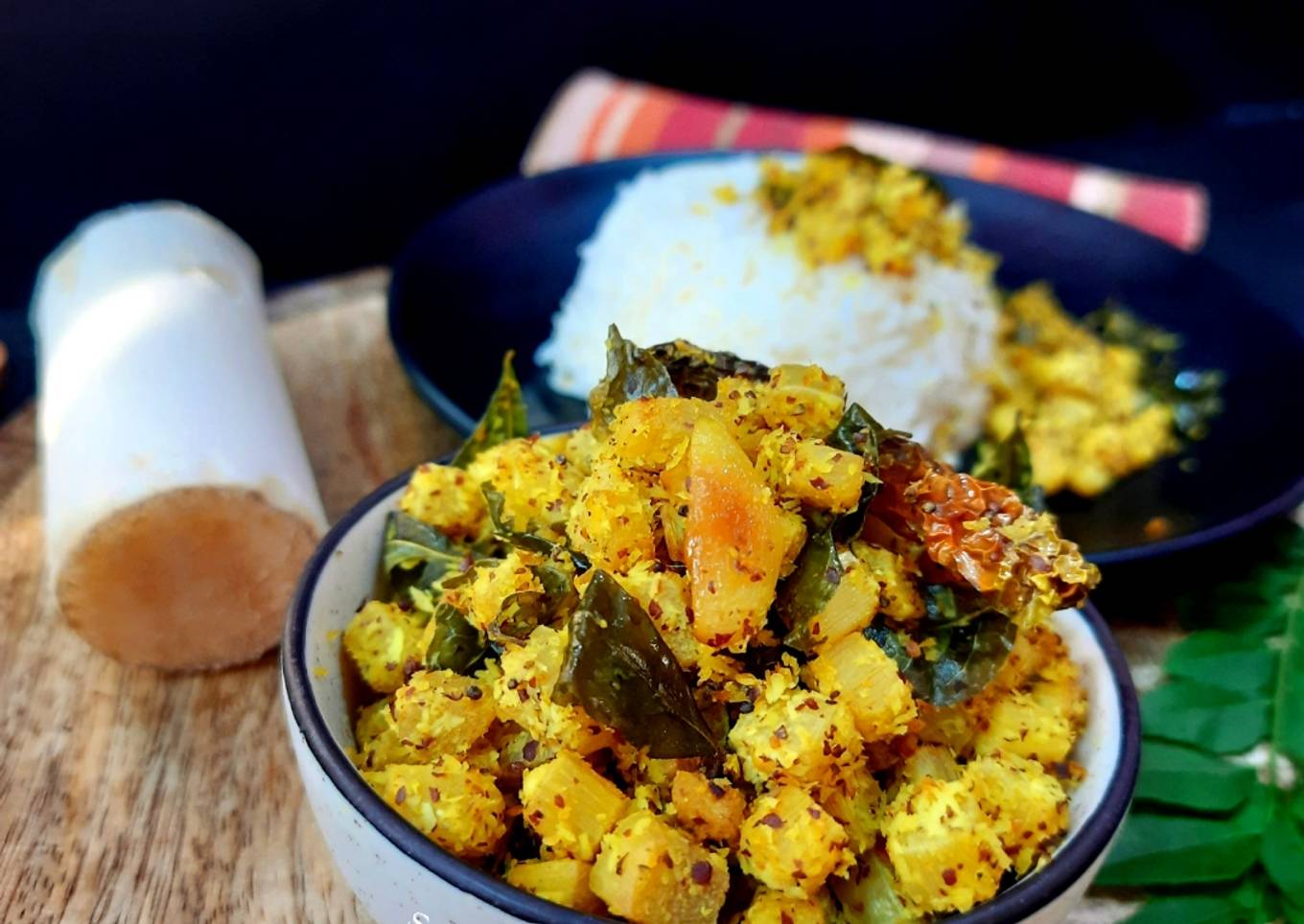 Banana Stem stir fry with mustard seeds