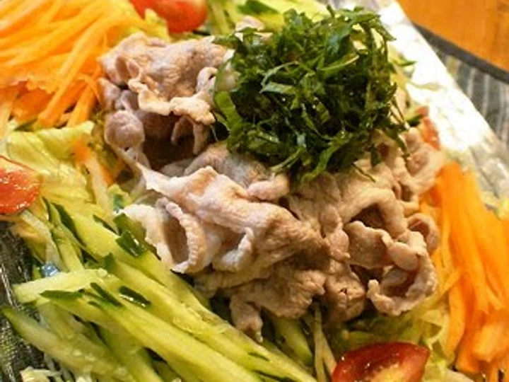 Easy Way Make Recipe Chilled Pork Shabu-Shabu Salad that is Delicious, Can Spoil the Tongue}