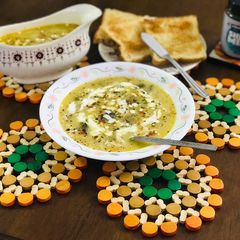Chinese: Creamy Sweetcorn Chicken-Mushrooms Soup A picture of Chinese: Creamy Sweetcorn Chicken-Mushrooms Soup.