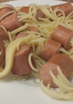 A picture of Spaghetti Dogs.