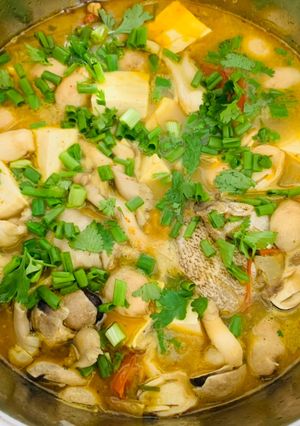Hình của món Canh cá mú nấm.