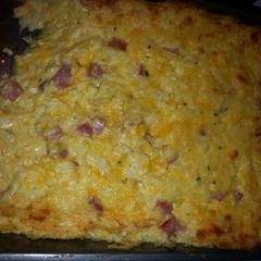 A picture of Cheesey hammy hashbrown casserole!.
