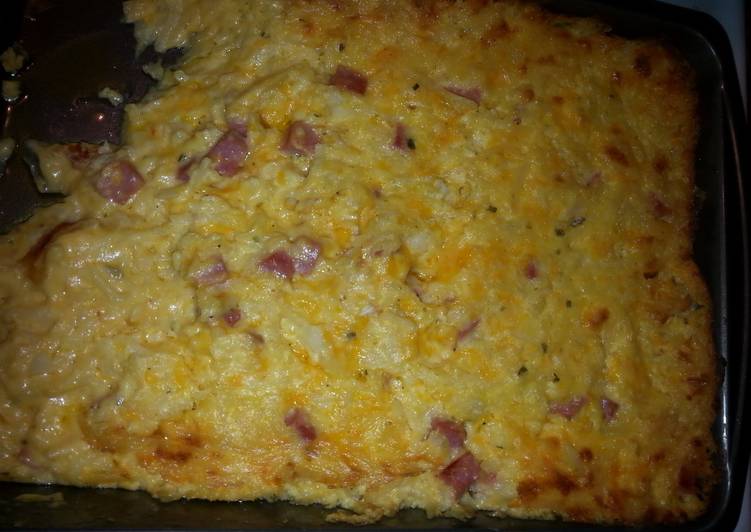 Simple Way to Prepare Homemade Cheesey hammy hashbrown casserole!