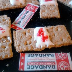 A picture of Bloody Bandaid Snack/Appetizer ~ halloween.