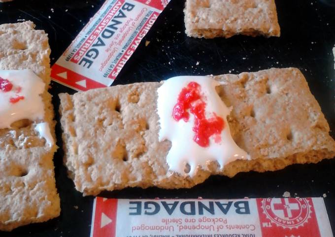 Steps to Make Quick Bloody Bandaid Snack/Appetizer ~ halloween