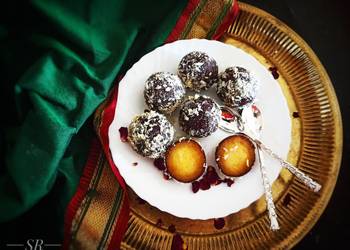 Easy Prepare Recipe Dry Kala Jamuns with coconut cream filling Restaurant Style