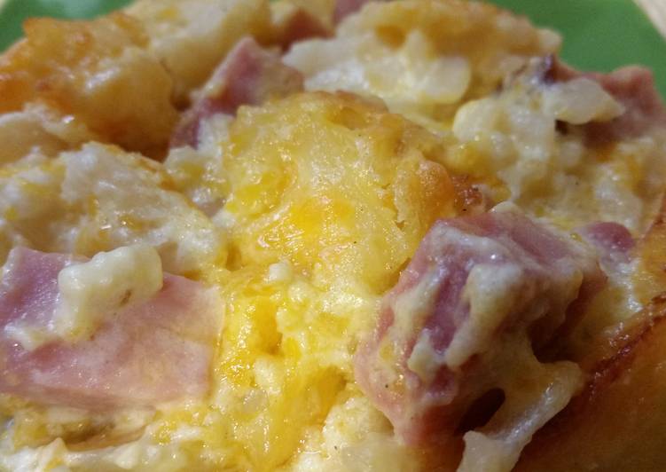 Recipe of Perfect Cheesy Potatoes and Ham Bake
