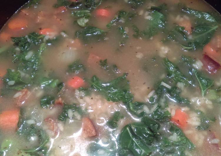 Recipe of Quick Andouille Kale Stew with Dirty Rice